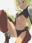  1girl belt belt_bra belt_buckle beltbra blonde_hair brave_fencer_musashi brave_fencer_musashiden breasts bubbles female liquor_(musashiden) lowres nanasyu navel oekaki panties solo underwear 