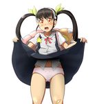  backpack bag bakemonogatari blush hachikuji_mayoi monogatari_(series) nisemonogatari panties pantyshot pink_panties print_panties randoseru school_uniform simple_background skirt skirt_lift surprised twintails underwear upskirt wakagashira 