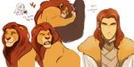  brown_eyes brown_hair fur_trim korean lion male_focus mane mufasa personification red_hair the_lion_king yamyo yellow_sclera 