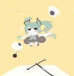  blush_stickers chibi floating hatsune_miku highres inishie long_hair microphone solo speaker twintails vocaloid 