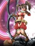  1041_(toshikazu) armor beauty_mark blush brown_hair gloves long_hair mole purple_eyes siegfried_schtauffen soul_calibur soulcalibur_iv tira tira_(soulcalibur) twintails weapon 