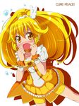  bad_id bad_pixiv_id bike_shorts blonde_hair blush bow character_name choker cure_peace futaba_841 hair_flaps kise_yayoi magical_girl open_mouth orange_choker ponytail precure shorts shorts_under_skirt skirt smile_precure! solo white_background wide_ponytail yellow yellow_bow yellow_eyes yellow_shorts yellow_skirt 