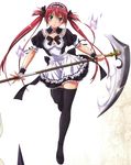  1girl airi airi_(queen's_blade) girl highres legwear maid queen&#039;s_blade queen's_blade red_hair rin-sin scythe solo standing stockings thighhighs twintails weapon 