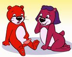  amazement anthro balls butt cub disney duo erection female fur gasp hair hindpaw jelly_otter looking_at_penis male mammal mustelid otter paws pb&amp;j_otter peanut_otter penis poking purple_fur purple_hair red_fur tail toes tongue unknown_artist whiskers young 