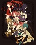  akemi_homura black_eyes blue_hair cape closed_eyes drill_hair gun hair_ribbon hairband highres kaname_madoka long_hair magical_musket mahou_shoujo_madoka_magica miki_sayaka mochizuki_kei multiple_girls pink_hair polearm ponytail purple_hair red_eyes red_hair ribbon sakura_kyouko short_hair short_twintails sword tomoe_mami twin_drills twintails weapon yellow_eyes 