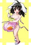  animal_ears apron black_hair bowl breast_press breasts bunny_ears bunny_tail cooking dirty food groin inaba_tewi large_breasts legs naked_apron open_mouth red_eyes semahiro sexually_suggestive short_hair slippers solo standing tail touhou wardrobe_malfunction 