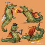  blunderbuss boxing_gloves cape clothing crocodile crocodilian crown cryophase donkey_kong_(series) king_k_rool male nintendo reptile scalie solo video_games 