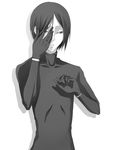  black_hair greyscale kitsuno male_focus monochrome sekomumasada_sensei solo white_background yume_nikki 