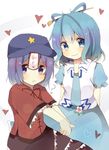  bad_id bad_pixiv_id banned_artist blue_eyes blue_hair blush expressive_clothes hair_rings hat heart itou_mikan jiangshi kaku_seiga miyako_yoshika multiple_girls ofuda outstretched_arms purple_eyes purple_hair smile star touhou translated zombie_pose 