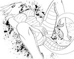  anthro black_and_white breasts dragon female janse monochrome navel nude solo tail tongue tongue_out 