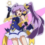  bad_id bad_pixiv_id bow dress fingerless_gloves gloves long_hair magical_girl original ponytail precure purple_hair ribbon rohitsuka solo star 