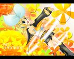  agi_(holic2007) blonde_hair blue_eyes bow flowers headphones kagamine_rin short_hair vocaloid yellow 