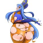  amano_taiki ass bodysuit breasts dragon_quest dragon_quest_iii gloves highres huge_ass huge_breasts long_hair looking_back mitre orange_bodysuit priest_(dq3) skindentation solo tabard torn_clothes 