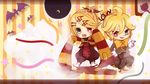  agi_(holic2007) bicolored_eyes blonde_hair bow halloween kagamine_len ponytail rin_append short_hair vocaloid 