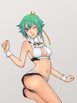  aquarion_(series) aquarion_evol ass breasts cleavage cleavage_cutout green_hair highres large_breasts midriff navel short_shorts shorts wink wrist_cuffs zessica_wong 
