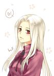  bad_id bad_pixiv_id blush fate/zero fate_(series) heart irisviel_von_einzbern kangetsu_(fhalei) long_hair red_eyes ribbon smile solo white_hair 