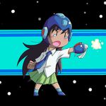  amputee artist_request cosplay dark_skin katawa_shoujo miura_miki necktie parody rockman rockman_(character) rockman_(character)_(cosplay) skirt source_request tears 