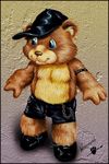  bear black black_clothing brown brown_fur classic cute fur leather male mammal short solo standing teddy teddy_bear tiny vintage werepuppy 