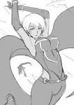  armpits belt bodysuit cape dark_skin elbow_gloves gloves greyscale marvel monochrome murasaki_iro short_hair sketch storm_(x-men) very_dark_skin x-men 