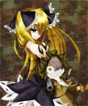  1girl blonde_hair doll gothic_lolita green_eyes gun lolita_fashion long_hair marion_phauna shaman_king solo twintail twintails weapon 