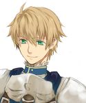  ahoge armor arthur_pendragon_(fate) blonde_hair fate/prototype fate_(series) green_eyes male_focus rabbit19 simple_background solo white_background 