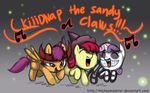  applebloom_(mlp) cape cub cutie_mark_crusaders_(mlp) equine female feral friendship_is_magic group hair halloween hat holidays horn horse mammal mickeymonster musical_note my_little_pony parody pegasus pony scootaloo_(mlp) singing sweetie_belle_(mlp) tail the_nightmare_before_christmas unicorn wings young 