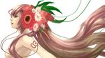 blue_eyes breasts flower headphones highres lips long_hair medium_breasts megurine_luka no_nipples nude pink_hair profile snail8 solo very_long_hair vocaloid white_background 