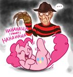  a_nightmare_on_elm_street crossover cute cutie_mark english_text equine eyes_closed female feral freddy_kreuger freddy_krueger friendship_is_magic glove hair hat horse human laugh male mammal mickeymonster my_little_pony nightmare_on_elm_street pinkie_pie_(mlp) pony text 