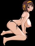  bikini black_background breasts flying_tree_frog haruhi haruhi_suzumiya nipple nipples ribbon suzumiya suzumiya_haruhi suzumiya_haruhi_no_yuuutsu swimsuit yellow_ribbon 