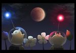  cloud flower from_behind full_moon leaf louie_(pikmin) moon multiple_boys naru_(wish_field) olimar pikmin_(creature) pikmin_(series) pikmin_2 star_(sky) 