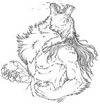  chest_tuft fur howl jaime_sidor male mammal plain_background saliva solo torso tuft were werewolf 