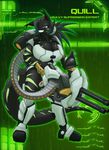  anthro bandoiler bandolier big_breasts breasts cleavage dragon female gun quill ranged_weapon sci-fi smile solo stripes tail toughset warrior weapon 