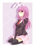  animal_ears bad_id bad_pixiv_id bunny_ears ikeda_hazuki necktie purple_hair red_eyes red_neckwear reisen_udongein_inaba skirt solo thighhighs touhou 