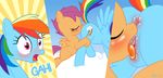  blue_fur blush butt cloud cub cum cunnilingus cutie_mark duo english_text equine eyes_closed female feral friendship_is_magic fur hair hooves involved_expression lesbian licking mammal multi-colored_hair my_little_pony open_mouth oral oral_sex orange_fur pegasus purple_eyes purple_hair pussy rainbow_dash_(mlp) rainbow_hair rainbow_tail raised_tail scootaloo_(mlp) sex shocked tail text tongue tongue_out vaginal wing_boner wings young zed001 