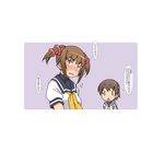  blue_sailor_collar blush brown_hair han_juri highres kasugano_sakura multiple_girls nakamura_yukitoshi sailor_collar school_uniform serafuku short_hair street_fighter street_fighter_iv_(series) translated twintails |_| 