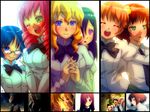  6+girls ;d ^_^ artist_name blonde_hair blue_eyes border bow breasts brown_hair closed_eyes downscaled drill_hair glasses green_eyes hair_bobbles hair_ornament hakamichi_shizune hand_on_another's_face ibarazaki_emi ikezawa_hanako katawa_shoujo long_hair md5_mismatch medium_breasts mikado_shiina mike_inel multiple_girls nakai_hisao necktie one_eye_closed open_mouth orange_hair pillow pink_hair ponytail purple_eyes purple_hair resized revision satou_lilly scarf school_uniform sleeping small_breasts smile striped striped_legwear tezuka_rin thighhighs twin_drills twintails v_arms yellow_eyes 