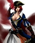  bad_id bad_pixiv_id belt blue_eyes breasts cleavage collarbone copyright_request eyepatch gloves gun large_breasts lips long_hair pirate red_hair snail8 solo weapon 