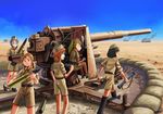  5girls 88 artillery cannon desert flak_cannon german hat loli military military_uniform multiple_girls nazi shorts uniform war 