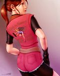  back bike_shorts brown_hair claire_redfield eric_lin lips ponytail resident_evil resident_evil_2 shorts solo vest 