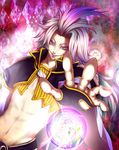  final_fantasy final_fantasy_ix foreshortening hands highres kuja lipstick long_hair makeup male_focus navel nimoji_(taro3p) outstretched_hand revision smile solo 