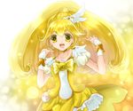  blonde_hair bow choker cure_peace eyelashes hair_flaps hair_ornament hairpin kise_yayoi long_hair magical_girl precure ribbon skirt skyscope smile smile_precure! solo wide_ponytail yellow yellow_background yellow_bow yellow_choker yellow_eyes yellow_skirt 
