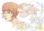  bug cicada face flower gami_(n09) insect orange_hair original short_hair surreal 