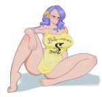  blue_eyes blue_hair breasts breasts_outside female large_breasts navel nojiko one_eye_closed one_piece short_hair solo tattoo 