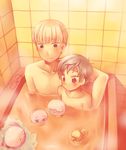  axis_powers_hetalia bath bathtub blonde_hair estonia_(hetalia) eyewear_removed food glasses latvia_(hetalia) male_focus mochi multiple_boys purple_eyes rubber_duck russia_(hetalia) sensaki_chihiro wagashi 