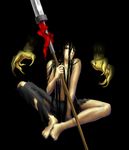  1boy aotsuki_ushio black_hair claws dark polearm red_eyes spear spears tora_(ushio_to_tora) ushio_to_tora weapon 