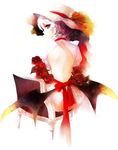  back backless_dress backless_outfit bad_id bad_pixiv_id bare_back bat_wings chair dress flower hat looking_back prino_hawell purple_hair remilia_scarlet rose sitting solo touhou wings 