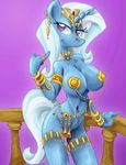 anthrofied big_breasts breasts cleavage clothed clothing ear_piercing equine female friendship_is_magic gold hair horn jewels king-cheetah mammal my_little_pony navel pasties piercing purple_eyes seductive smile solo trixie_(mlp) two_tone_hair unicorn 