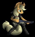 applejack_(mlp) armor army boots camo equine female friendship_is_magic gun hat horse mammal military my_little_pony pony ranged_weapon shotgun solo weapon 
