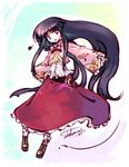  belt black_hair houraisan_kaguya long_hair looking_at_viewer signature smile solo tokiame touhou very_long_hair 