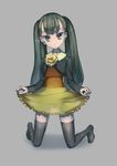  bad_id bad_pixiv_id black_hair dress kneeling long_hair observerz sasa_kazamori see-through thighhighs twintails un-go very_long_hair yellow_eyes zettai_ryouiki 